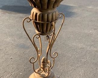 Tan Pedestal with Faux Marble Top 