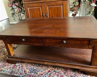 Wood double tier coffee table
