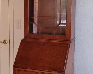 Antique drop front secretary desk with display book case