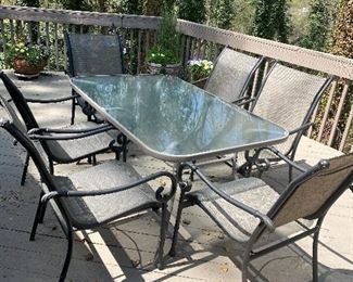 Outdoor Patio Table with 6 Chairs and Cover