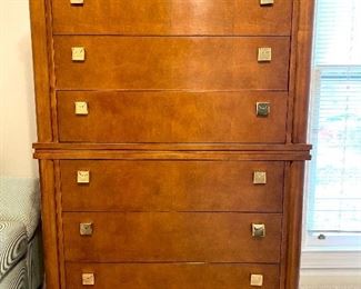 Hickory White Biedermeier Style Tiger Maple Tall Chest on Chest - excellent!!