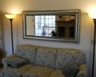 beveled glass mirror pair of torche lamps with glass shades