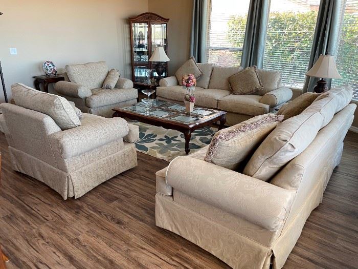 Designer Neutral living room set with 2 sofas and 2 ocassional chairs