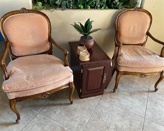 Vintage pair of chairs, solid carved wood