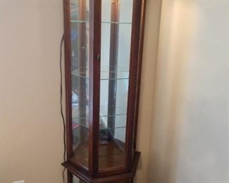 Small curio cabinet in good shape. Lighting works. 