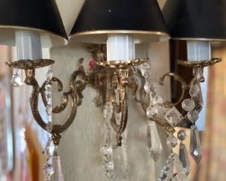 Crystal & brass sconces