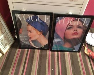 Two framed large Vogue covers