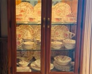Rose chintz dishes plus rose glassware