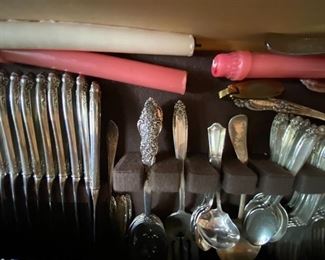 Two sets plus random sterling silver flatware