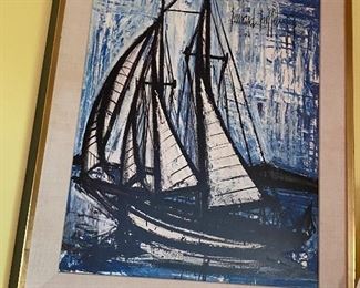 Huge Bernard Buffet sailboat art