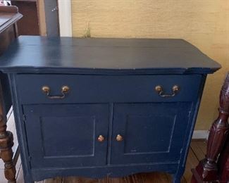 #2	Blue Side Cabinet w/2 door & 1 drawer (as is needs hinges door off)  36x18x30	 $30.00 
