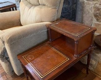 #29	Leather top Step End Table (as is top)  17x25x24	 $35.00 
