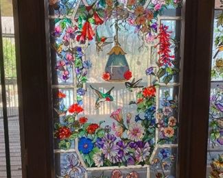#37	Painted Glass Screens for Window   21x41 - Hummingbirds & Flowers	 $200.00 
