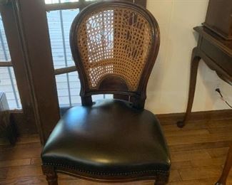 #43	As Is Odd Dining Chair w/brown leather seat & cane back	 $30.00 
