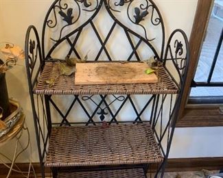 #47	Folding Wrought Iron/Wicker Cabinet w/3 shelves   21x11x42	 $25.00 
