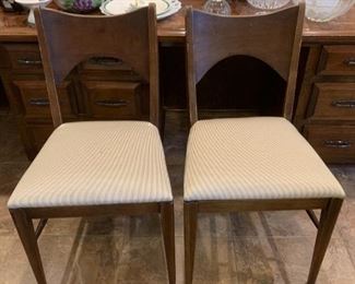 #49	Pair of Mid-Century Chairs w/Fabric Covered Seats (sold as a pair)	 $60.00 
