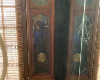 #53	Pendilum Clock w/pull-chain w/beveled Glass front in Wood Cabinet  16x9x82	 $175.00 
