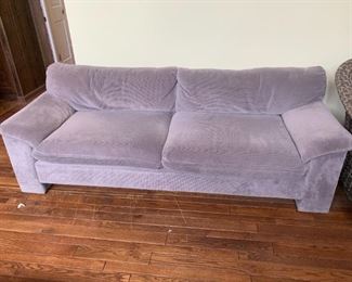 #55	Gray/Lavendar Velvet Sofa 86" Long	 $75.00 
