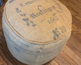 #64	Burlap Farmhouse ottoman	 $30.00 

