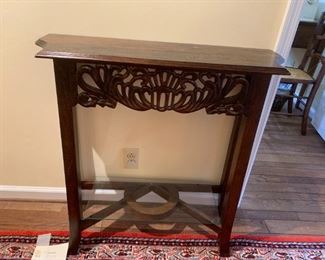 #85	Wood Carved Entry Table   32x11x32	 $65.00 
