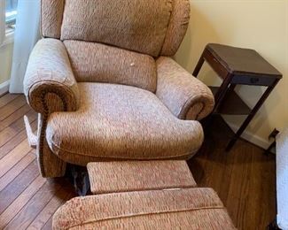 #89	Tan/Burgandy Recliner (as is with scratches)	 $20.00 
