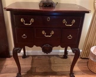 #90	Linc Taylor End Table w/ball & Claw Feet w/3 drawers Mahogany  27x17x29  (2)   $175 Each	 $350.00 
