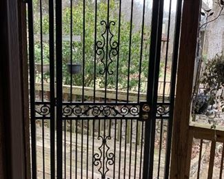 #115	METAL gate door in frame Door w/decorative design 74x82 - You Remove  (door itself 35.5")	 $175.00 
