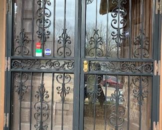 #115	Aluminum Double Front Door w/decorative design 74x82 - You Remove  (door itself 35.5")	 $175.00 
