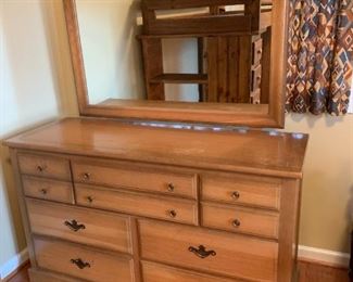 #132	Oak Dresser w/7 drawers & Mirror  56x20x34  Mirror 47x32	 $75.00 
