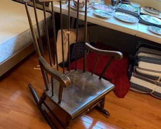 #135	Wood Rocking Chair w/Stencil Back (as is spindle)	 $20.00 
