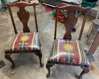 #151	(2) Odd Wood Dining Chairs w/ball & Claw Feet - as is  $20 each	 $40.00 
