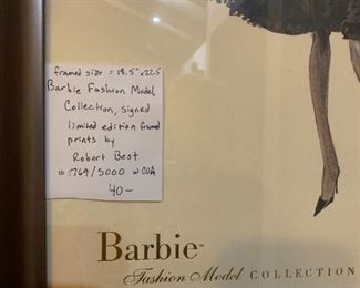 #172	Barbie Fashion odel Collection, Signed limited edition framed print by Robert Best  0265/5000  18.5x22.5	 $40.00 
