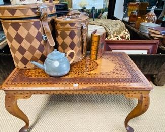 Inlaid wood coffee table