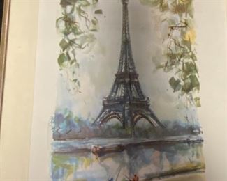 Vintage Eiffel tower watercolor