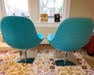 Mid-Century Modern Upholstered Bucket Chair W/ Chrome Foot