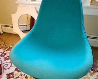 Mid-Century Modern Upholstered Bucket Chair W/ Chrome Foot