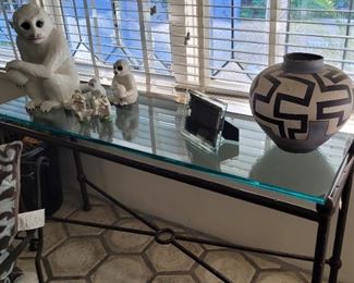 Iron and glass console table