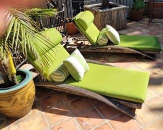 Pair of teakwood designer louges