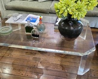 Large vintage Charles Hollis Jones lucite coffee table