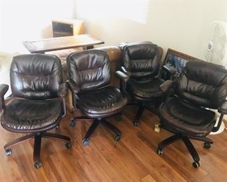 (4) Leather Chairs w/Wheels