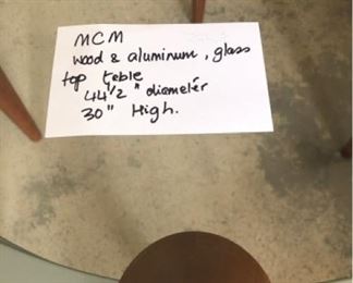 MCM Wood, aluminum, and glass high table $125 (Photo 1/3)
