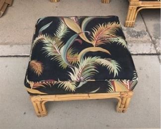 Rattan palm print upholstered sofa, chair, and ottoman $1,100 ($6k new) (Photo 4/4)