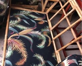 Rattan palm print upholstered sofa, chair, and ottoman $1,100 ($6k new) (Photo 2/4)