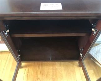 Small wood cabinet with glass doors $55 (Photo 2/2)