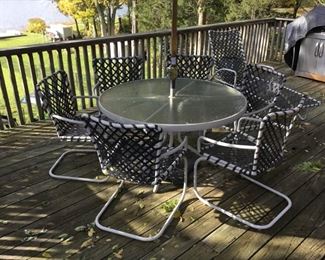 Brown Jordan Tamiami patio furniture: Large table, 6 chairs, 1 chaise + small table $999 ($4k new) (Photo 2/5)
