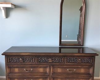 Red Lion Furniture Co 7 drawer dresser with mirror. 88" wide, 20" deep. 