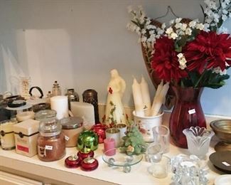 Candle, vases, florals