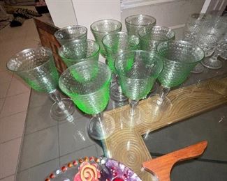10 Green Wine Glasses $35