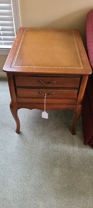 vintage leather top side table