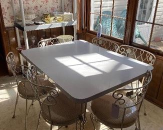 vintage table with 6 chairs